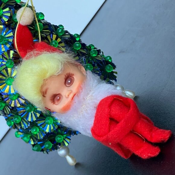 Napco Red Felt Knee Hugger Pixie Christmas Ornament - Picture 10 of 12